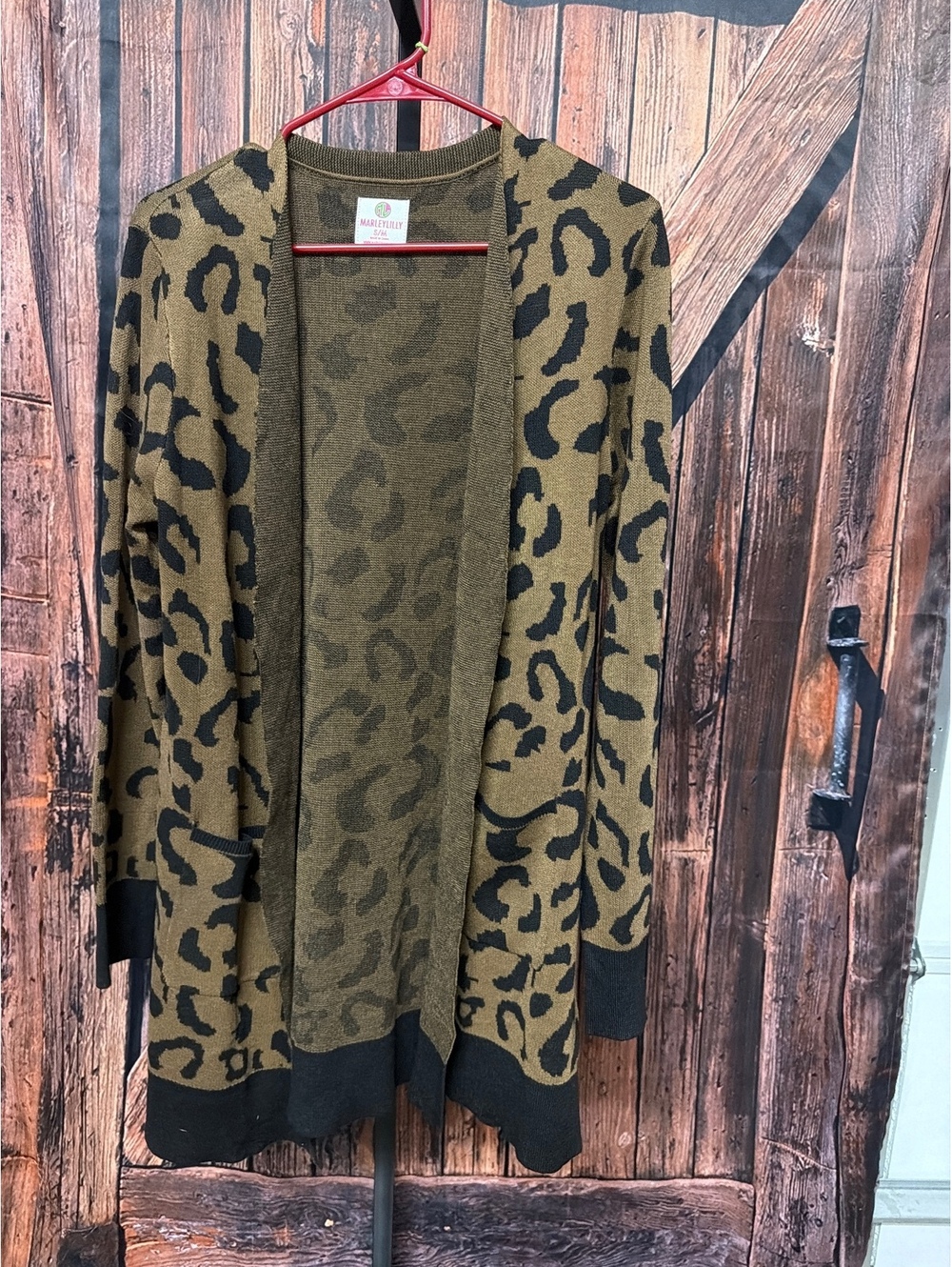 MarleyLilly S/M Leopard Print Cardigan Sweater